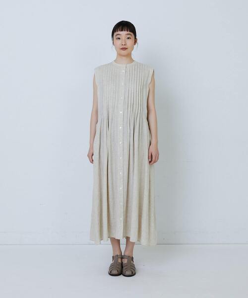 LOISIR(ロワズィール)の「【MTサイズ有り】レーヨンリネンスラブローンノースリーブワンピース(ワンピース・レディース・キナリ/ネイビー・M/MT)」の17枚目の写真