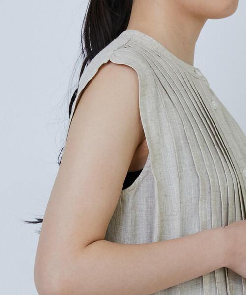 LOISIR(ロワズィール)の「【MTサイズ有り】レーヨンリネンスラブローンノースリーブワンピース(ワンピース・レディース・キナリ/ネイビー・M/MT)」の22枚目の写真