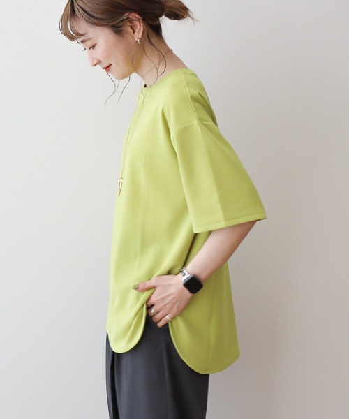 AMERICAN HOLIC(アメリカンホリック)の「ジョーゼット ラウンドヘムトップス(Tシャツ/カットソー・レディース・ブラック/ライトベージュ/その他6/ネイビー/オフホワイト/チャコールグレー/ライトブルー・L/M)」の7枚目の写真