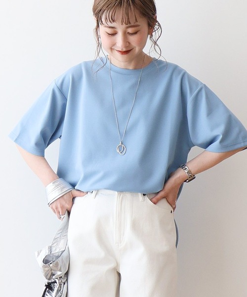 AMERICAN HOLIC(アメリカンホリック)の「ジョーゼット ラウンドヘムトップス(Tシャツ/カットソー・レディース・ブラック/ライトベージュ/その他6/ネイビー/オフホワイト/チャコールグレー/ライトブルー・L/M)」の5枚目の写真