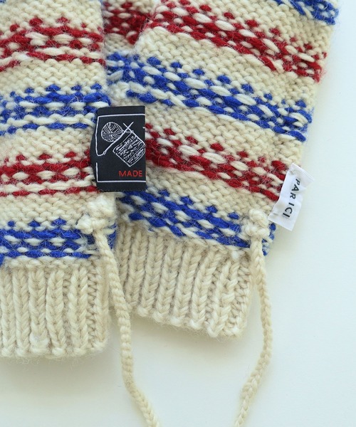 PAR ICI（パーリッシィ）の「【WEB限定】ネパールハンドニット レールマルチボーダー ひも付きミトン（手袋・レディース・オフホワイト・FREE）」の15枚目の写真