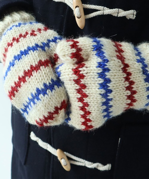 PAR ICI（パーリッシィ）の「【WEB限定】ネパールハンドニット レールマルチボーダー ひも付きミトン（手袋・レディース・オフホワイト・FREE）」の11枚目の写真