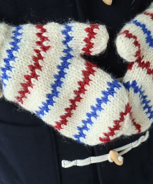 PAR ICI（パーリッシィ）の「【WEB限定】ネパールハンドニット レールマルチボーダー ひも付きミトン（手袋・レディース・オフホワイト・FREE）」の12枚目の写真