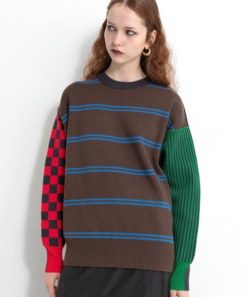 AULA AILA（アウラアイラ）の「マルチボーダー2WAYニット（ニット/セーター・レディース・ブラック/ブラウン/ネイビー・0）」の22枚目の写真