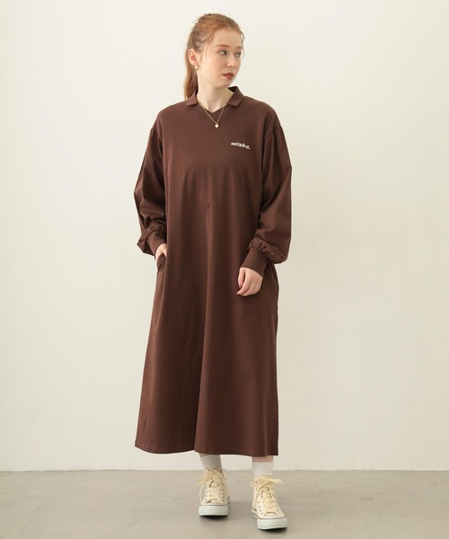 MILKFED.（ミルクフェド）の「COOPER LOGO GAME DRESS（ワンピース・レディース・ブラウン/ピンク/チャコール・ONE SIZE）」の3枚目の写真