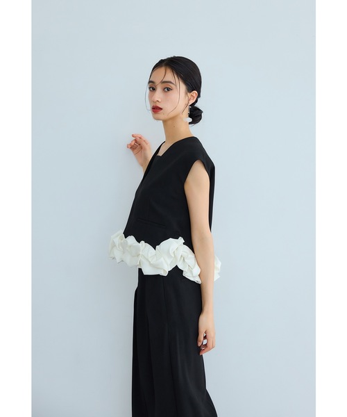 niana（ニアナ）の「ホイップヘムセットアップ 2点セット パンツドレス セパレート ワイドパンツ 結婚式 二次会 同窓会 成人式 お呼ばれ パーティードレス オケージョンドレス（パンツドレス・レディース・モカ/ミント/ブラック/グレー・S/M/L）」の7枚目の写真