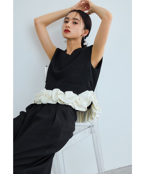 niana（ニアナ）の「ホイップヘムセットアップ 2点セット パンツドレス セパレート ワイドパンツ 結婚式 二次会 同窓会 成人式 お呼ばれ パーティードレス オケージョンドレス（パンツドレス・レディース・モカ/ミント/ブラック/グレー・S/M/L）」の11枚目の写真