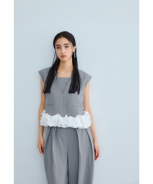 niana（ニアナ）の「ホイップヘムセットアップ 2点セット パンツドレス セパレート ワイドパンツ 結婚式 二次会 同窓会 成人式 お呼ばれ パーティードレス オケージョンドレス（パンツドレス・レディース・モカ/ミント/ブラック/グレー・S/M/L）」の13枚目の写真