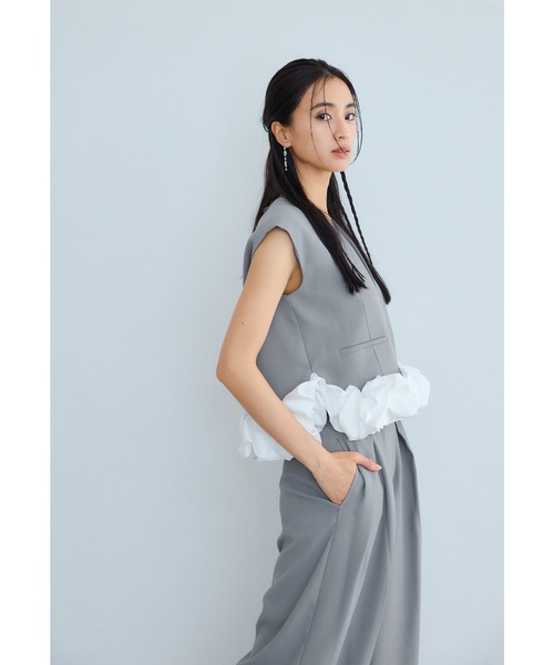 niana（ニアナ）の「ホイップヘムセットアップ 2点セット パンツドレス セパレート ワイドパンツ 結婚式 二次会 同窓会 成人式 お呼ばれ パーティードレス オケージョンドレス（パンツドレス・レディース・モカ/ミント/ブラック/グレー・S/M/L）」の15枚目の写真