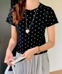 ドット柄ショートTシャツ シュシュSET