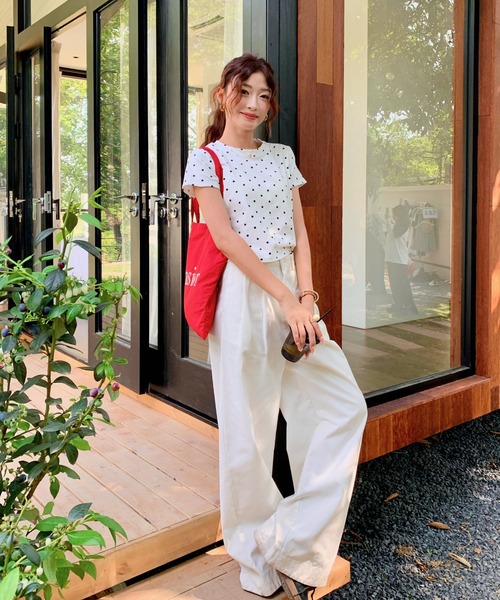 everycoco(エブリーココ)の「ドット柄ショートTシャツ シュシュSET(Tシャツ/カットソー・レディース・ホワイト/ブラック・FREE)」の22枚目の写真