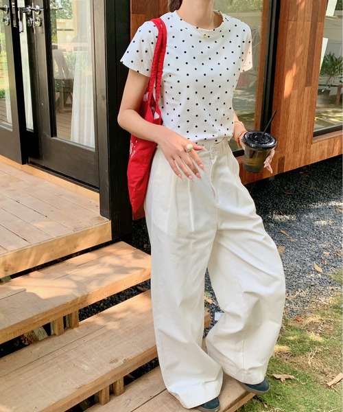 everycoco(エブリーココ)の「ドット柄ショートTシャツ シュシュSET(Tシャツ/カットソー・レディース・ホワイト/ブラック・FREE)」の20枚目の写真