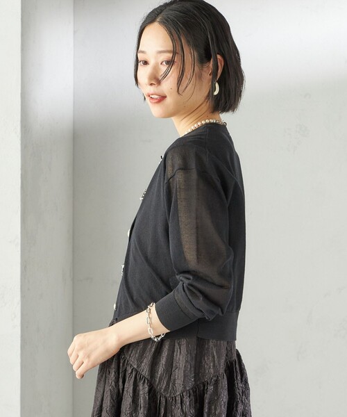 半額ストア TORRAZZO DONNA:〈手洗い可能〉ビジュー シアー カーディガン トップス