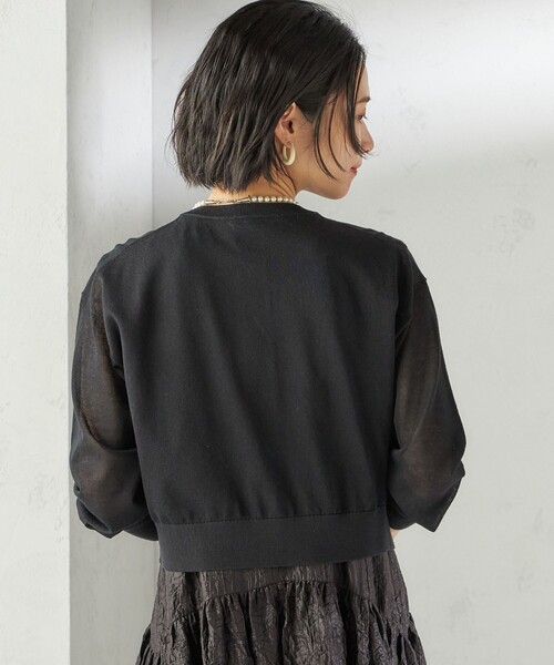 お気にいる TORRAZZO DONNA:〈手洗い可能〉ビジュー カーディガン シアー トップス