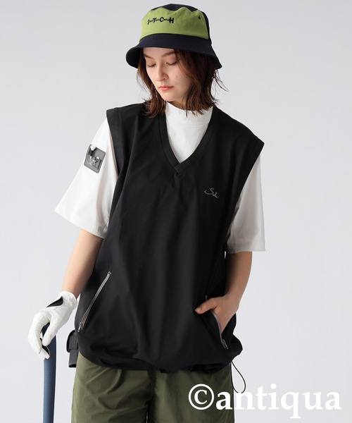 antiqua(アンティカ)の「ロゴ刺繍Vネックベスト(ベスト・レディース・ブラック/ホワイト・ONESIZE)」の17枚目の写真
