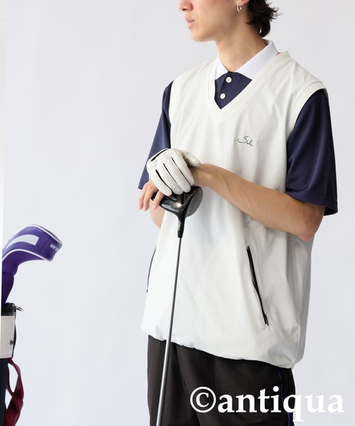 antiqua(アンティカ)の「ロゴ刺繍Vネックベスト(ベスト・レディース・ブラック/ホワイト・ONESIZE)」の12枚目の写真