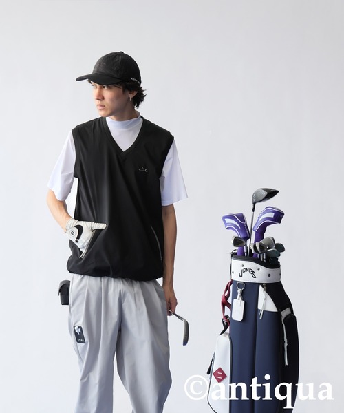 antiqua(アンティカ)の「ロゴ刺繍Vネックベスト(ベスト・レディース・ブラック/ホワイト・ONESIZE)」の21枚目の写真