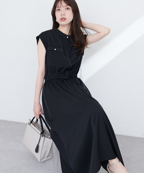 natural couture(ナチュラルクチュール)の「フレンチスリーブウエストリボンワンピース(ワンピース・レディース・ピンクベージュ/サックスブルー/ブラック/ホワイト系その他・FREE)」の14枚目の写真