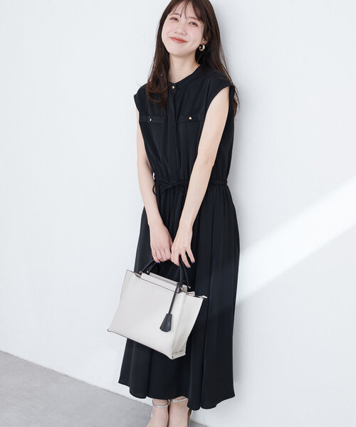 natural couture(ナチュラルクチュール)の「フレンチスリーブウエストリボンワンピース(ワンピース・レディース・ピンクベージュ/サックスブルー/ブラック/ホワイト系その他・FREE)」の11枚目の写真