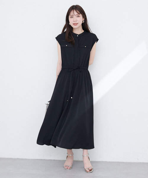 natural couture(ナチュラルクチュール)の「フレンチスリーブウエストリボンワンピース(ワンピース・レディース・ピンクベージュ/サックスブルー/ブラック/ホワイト系その他・FREE)」の10枚目の写真