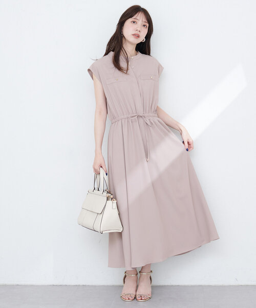 natural couture(ナチュラルクチュール)の「フレンチスリーブウエストリボンワンピース(ワンピース・レディース・ピンクベージュ/サックスブルー/ブラック/ホワイト系その他・FREE)」の21枚目の写真