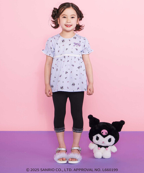 SLAP SLIP（スラップスリップ）の「【マイメロディ＆クロミ×SLAPSLIP】リボン付き総柄フレアチュニック(90~130cm)（シャツ/ブラウス・キッズ・ピンク系その他/パープル系その他・90cm/110cm/130cm/120cm/100cm）」の3枚目の写真