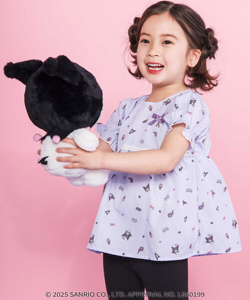 SLAP SLIP（スラップスリップ）の「【マイメロディ＆クロミ×SLAPSLIP】リボン付き総柄フレアチュニック(90~130cm)（シャツ/ブラウス・キッズ・ピンク系その他/パープル系その他・90cm/110cm/130cm/120cm/100cm）」の4枚目の写真