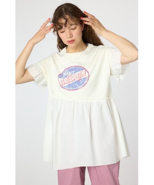 RODEO CROWNS WIDE BOWL（ロデオクラウンズワイドボウル）の「オーバルプリントドッキングフリルチュニック（その他トップス・レディース・ライトブラック/レッド/アイボリー・FREE）」の16枚目の写真