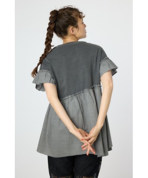 RODEO CROWNS WIDE BOWL（ロデオクラウンズワイドボウル）の「オーバルプリントドッキングフリルチュニック（その他トップス・レディース・ライトブラック/レッド/アイボリー・FREE）」の5枚目の写真