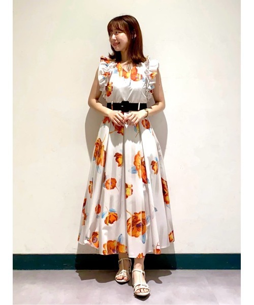6/6(金)発売】サンセットフラワーフリルワンピース(F オフ