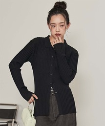 ブラック ホワイト 襟付き ニット　値下げ 襟付きニット」に該当するニット/セーター（ブラック/黒色系