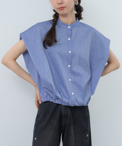 refinedworks（リファインドワークス）の「【refinedworks】旬顔！ドロストフレンチスリーブブラウス（シャツ/ブラウス・レディース・ブルー/ホワイト/ブラック・FREE）」の3枚目の写真