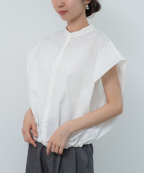 refinedworks（リファインドワークス）の「【refinedworks】旬顔！ドロストフレンチスリーブブラウス（シャツ/ブラウス・レディース・ブルー/ホワイト/ブラック・FREE）」の9枚目の写真