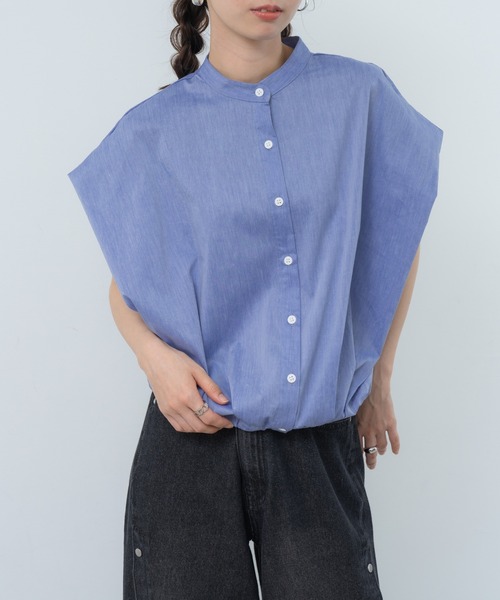 refinedworks（リファインドワークス）の「【refinedworks】旬顔！ドロストフレンチスリーブブラウス（シャツ/ブラウス・レディース・ブルー/ホワイト/ブラック・FREE）」の4枚目の写真