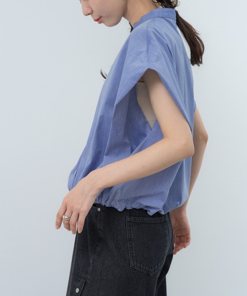 refinedworks（リファインドワークス）の「【refinedworks】旬顔！ドロストフレンチスリーブブラウス（シャツ/ブラウス・レディース・ブルー/ホワイト/ブラック・FREE）」の6枚目の写真