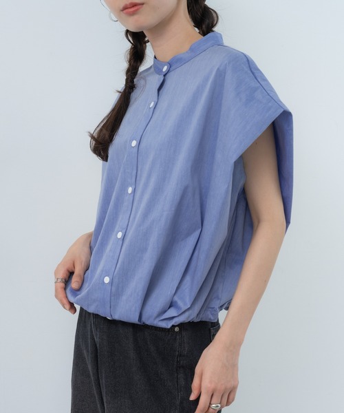 refinedworks（リファインドワークス）の「【refinedworks】旬顔！ドロストフレンチスリーブブラウス（シャツ/ブラウス・レディース・ブルー/ホワイト/ブラック・FREE）」の5枚目の写真