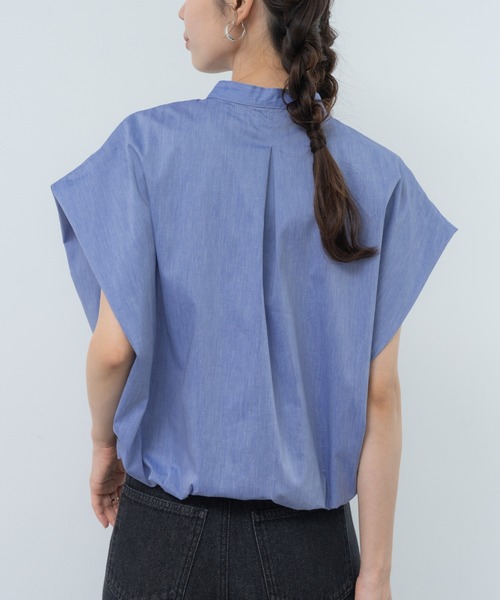 refinedworks（リファインドワークス）の「【refinedworks】旬顔！ドロストフレンチスリーブブラウス（シャツ/ブラウス・レディース・ブルー/ホワイト/ブラック・FREE）」の7枚目の写真