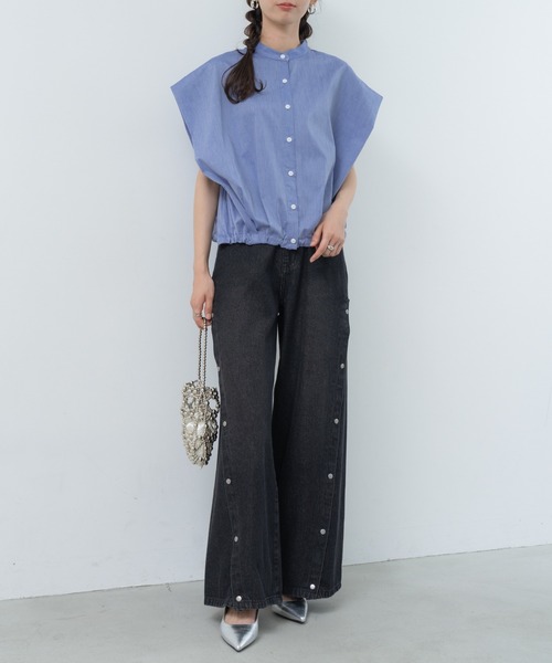 refinedworks（リファインドワークス）の「【refinedworks】旬顔！ドロストフレンチスリーブブラウス（シャツ/ブラウス・レディース・ブルー/ホワイト/ブラック・FREE）」の14枚目の写真