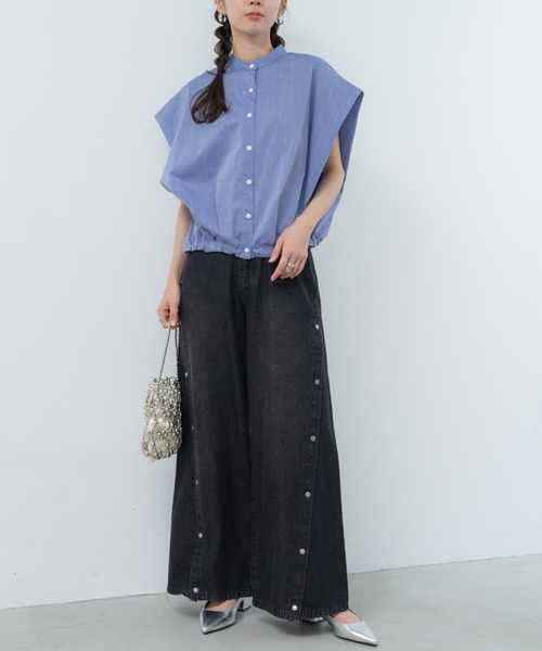 refinedworks（リファインドワークス）の「【refinedworks】旬顔！ドロストフレンチスリーブブラウス（シャツ/ブラウス・レディース・ブルー/ホワイト/ブラック・FREE）」の15枚目の写真