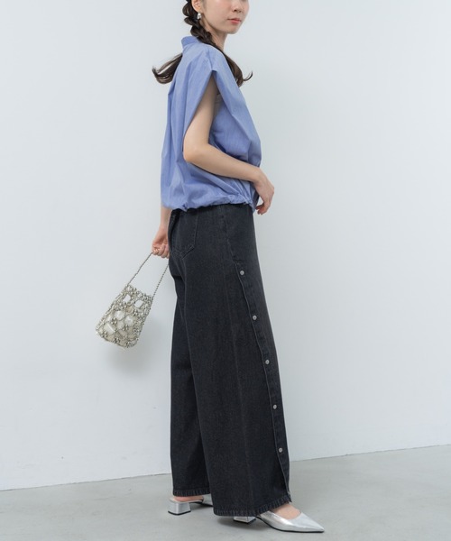 refinedworks（リファインドワークス）の「【refinedworks】旬顔！ドロストフレンチスリーブブラウス（シャツ/ブラウス・レディース・ブルー/ホワイト/ブラック・FREE）」の16枚目の写真