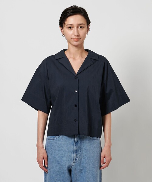 UNITED ARROWS(ユナイテッドアローズ)の「エアリー オープンカラー 五分袖 シャツ(シャツ/ブラウス・レディース・ネイビー/ダークグレー・FREE)」の11枚目の写真
