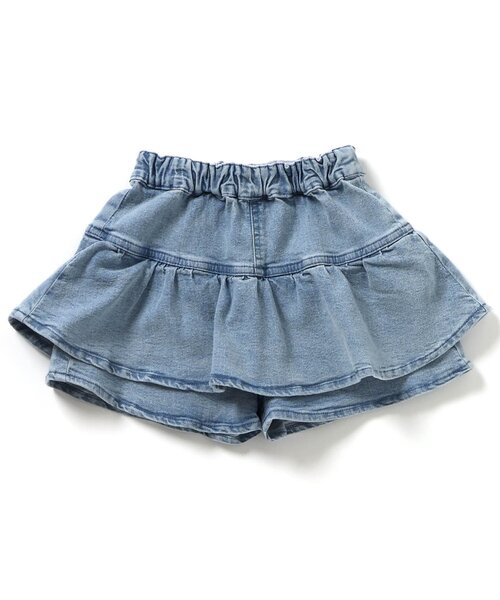 BREEZE（ブリーズ）の「【ジュニア対応】ティアードデニムスカッツ（デニムパンツ・キッズ・ネイビー/ブルー・120/80/110/100/90/140/130）」の2枚目の写真