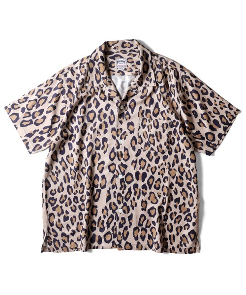 HOUSTON(ヒューストン)の「HOUSTON アロハシャツ(LEOPARD)(シャツ/ブラウス・メンズ・カーキ/チャコールグレー/ターコイズブルー/パープル・MEDIUM/XX-LARGE/X-LARGE/LARGE)」の2枚目の写真