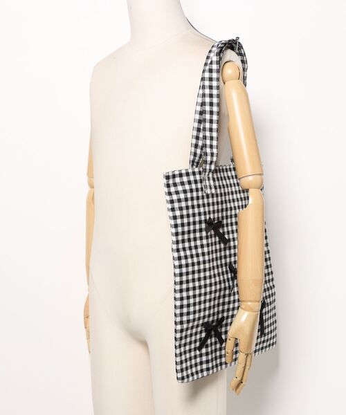 Mignonjour（ミニョンジュール）の「Mignonjour/リボンチェック柄トートバッグ M2778（トートバッグ・レディース・ブラック/レッド・FREE）」の12枚目の写真