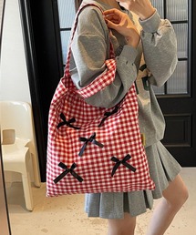 Mignonjour/リボンチェック柄トートバッグ M2778