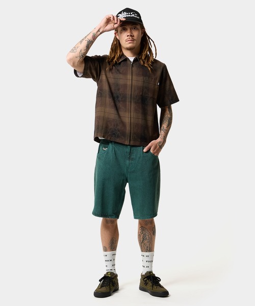 HUF(ハフ)の「TIE DYE PLAID ZIP SHIRT(シャツ/ブラウス・メンズ・ブルー系その他/グリーン系その他・S/M/L/XL)」の5枚目の写真