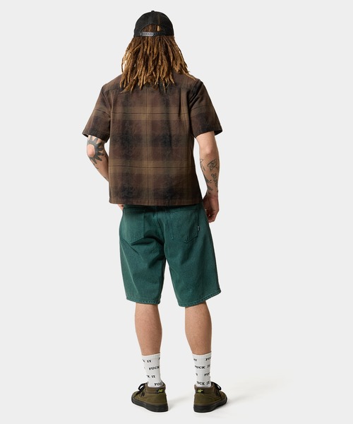 HUF(ハフ)の「TIE DYE PLAID ZIP SHIRT(シャツ/ブラウス・メンズ・ブルー系その他/グリーン系その他・S/M/L/XL)」の6枚目の写真