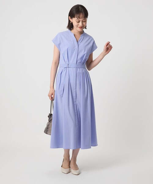 レア 【美品】グリーン レーベル リラクシング 多層ワンピース 青&白 1009 green label relaxing（グリーンレーベルリラクシング）の