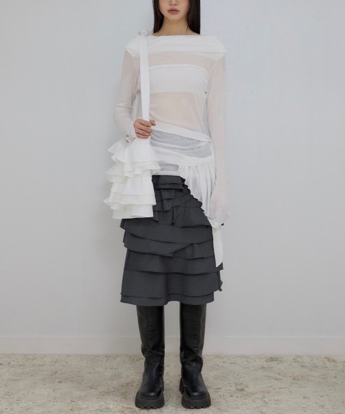 FLAREUP(フレアアップ)の「【FLAREUP】Faye Frill Bag / 【フレアアップ】フリルショルダーバッグ(ショルダーバッグ・レディース・ブラック/ホワイト・ONE SIZE)」の9枚目の写真