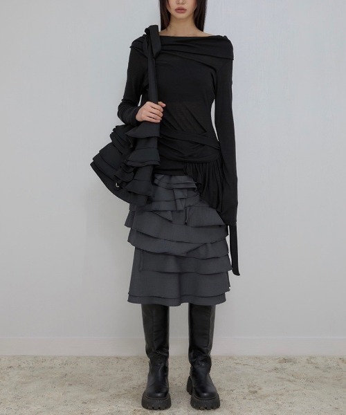 FLAREUP(フレアアップ)の「【FLAREUP】Faye Frill Bag / 【フレアアップ】フリルショルダーバッグ(ショルダーバッグ・レディース・ブラック/ホワイト・ONE SIZE)」の16枚目の写真